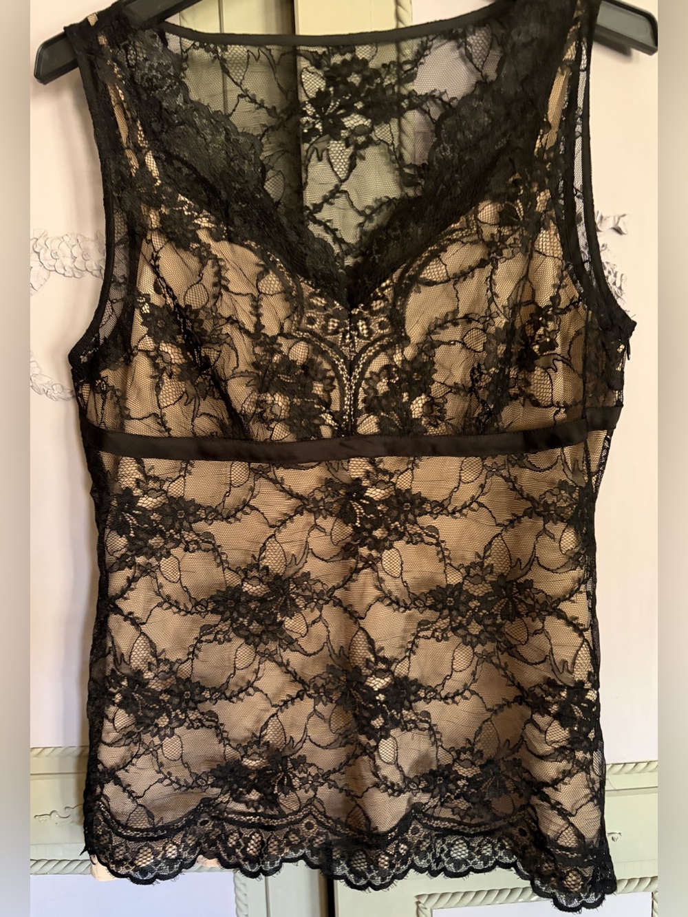 SALE!! NWOT ANNE TAYLOR LOFT BLACK LACE TOP-SEWN IN CAMISOLE SIDE ZIPPER SIZE 12